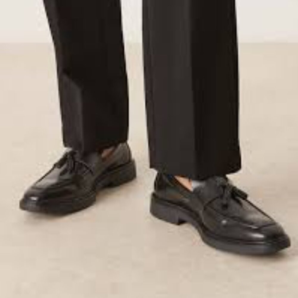 Bostonian Men's Dark Burgundy Leather Tassel  Slide On Dress Loafers 9.5M